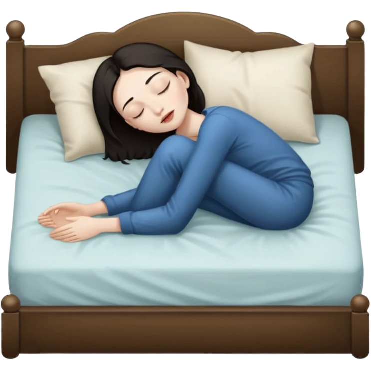 person dead on bed full body closed eyes emoji