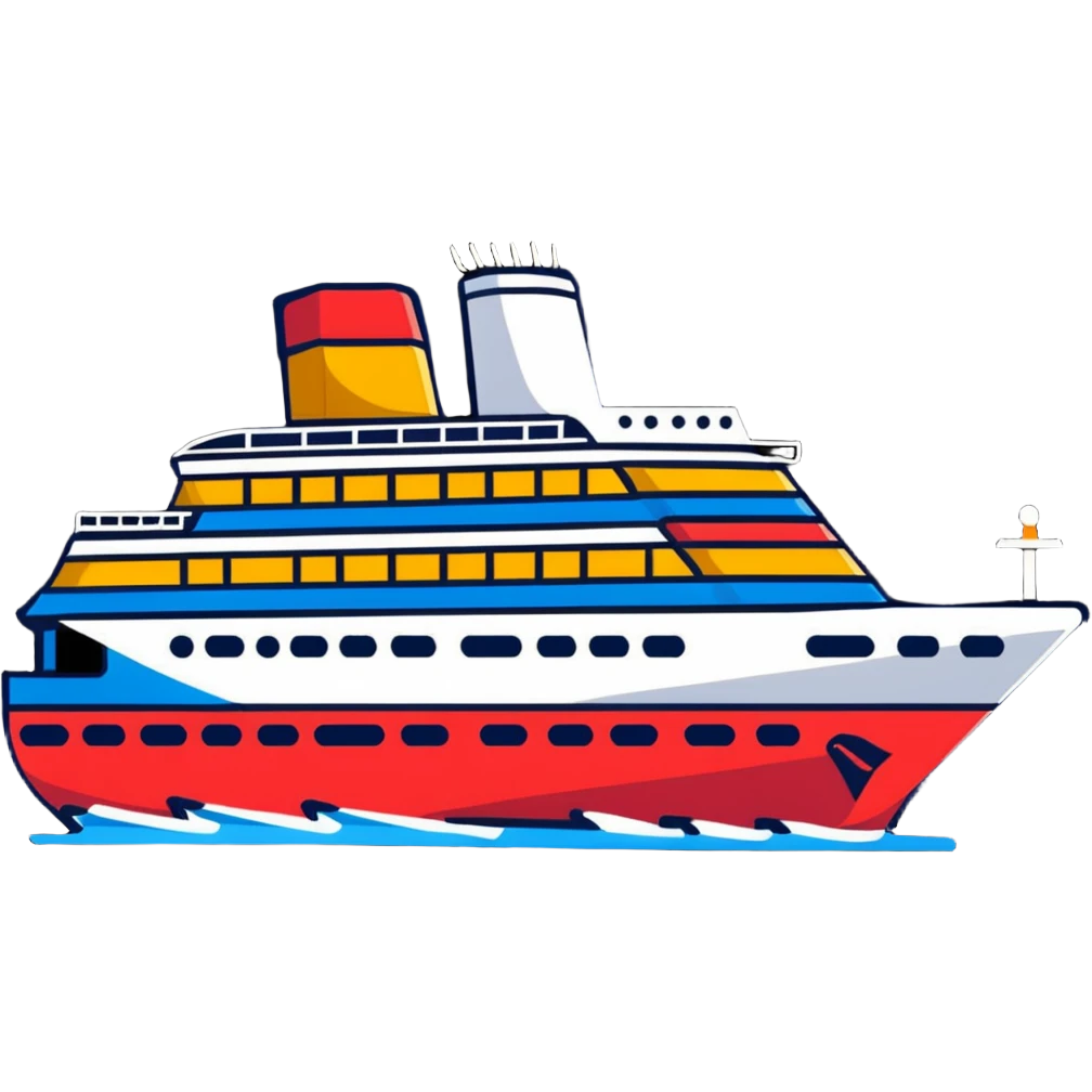 A colorful cruise ship with multiple decks emoji