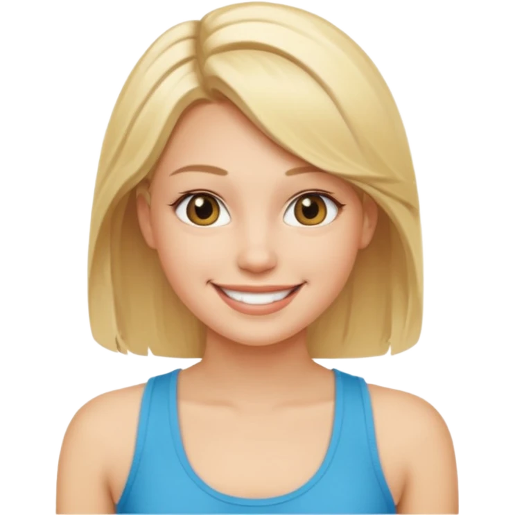 blonde women smiling in tank top emoji