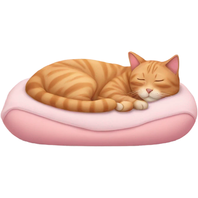 Cat sleeping on pink bed emoji