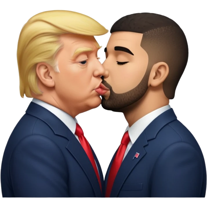Donald Trump kissing Drake on the lips emoji