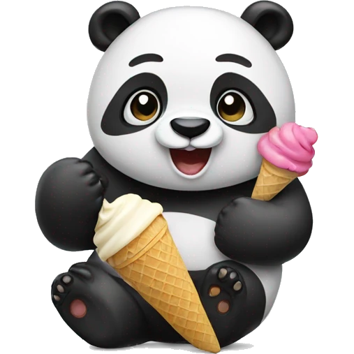 Panda eating ice cream emoji