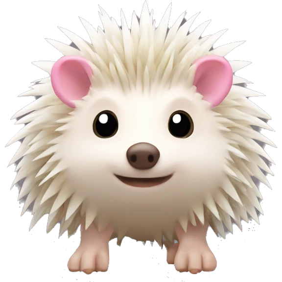 Hedgehog white creamy quills one pink ear one brown ear different colored ears  emoji