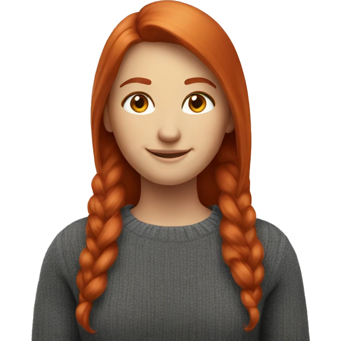 smiling girl in office sweater redhead emoji