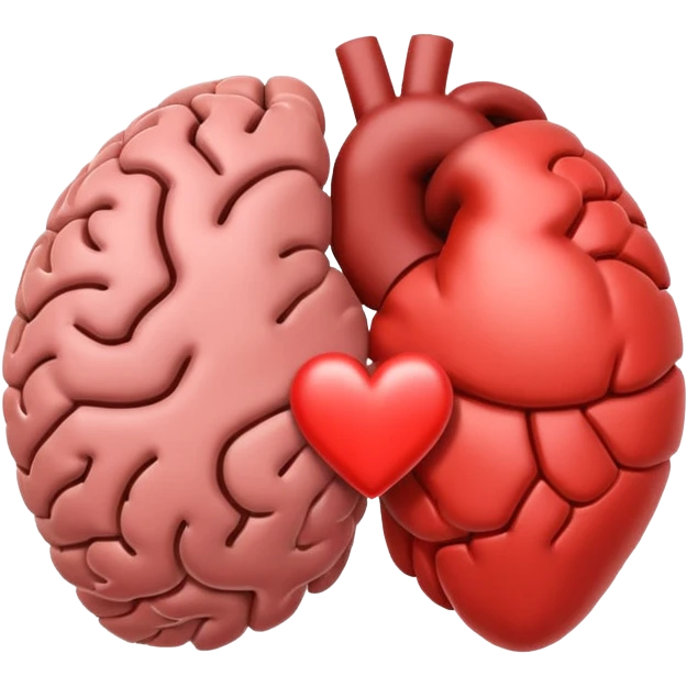 brain and heart connected by a line emoji