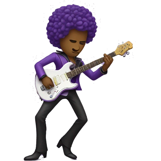 Prince musician playing purple guitar wearing heels emoji