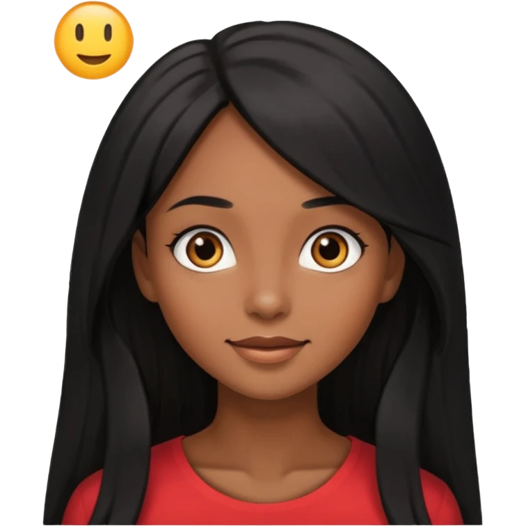 pretty brown skin woman with long black hair and brown eyes looking up emoji