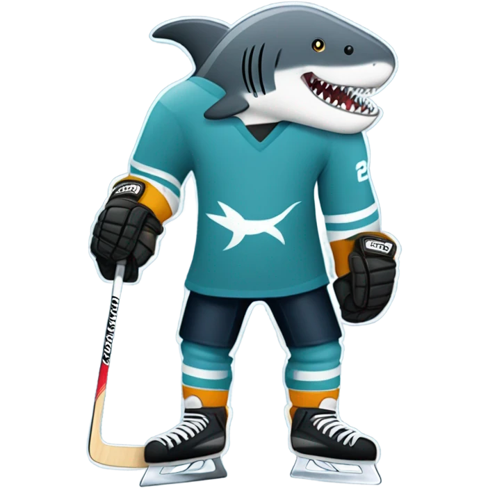 Hockey player and shark emoji