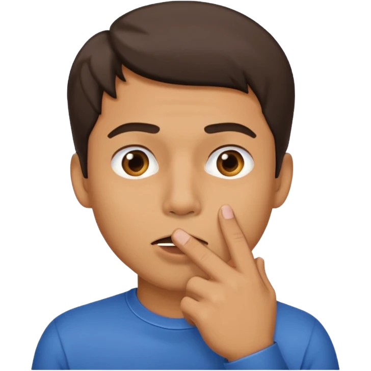man showing shh to be quiet covering his mouth with finger emoji