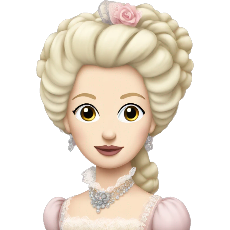 Marie Antoinette wearing lace and pale pink with blonde hair emoji