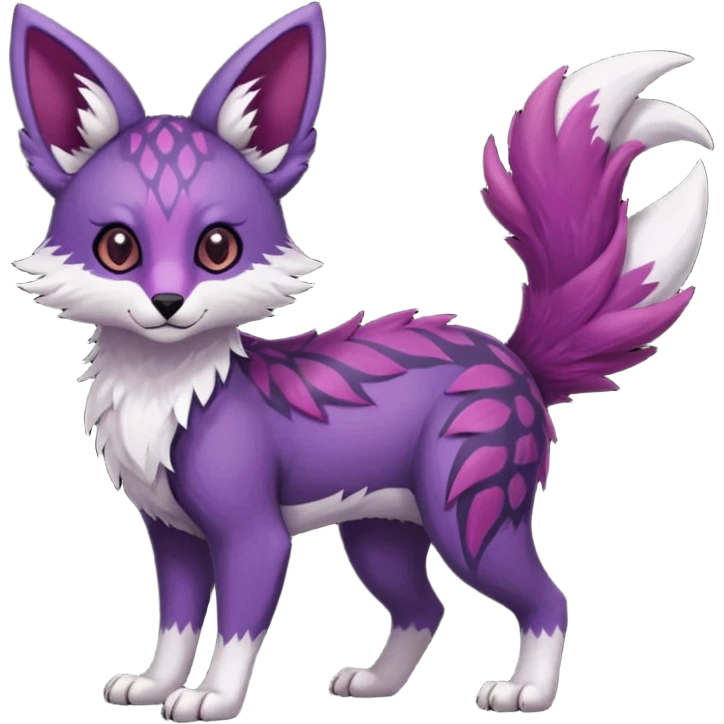 Feral Rare realistic edgy burgundy-purple pretty beautiful handsome gorgeous aesthetic colorful vibrant Vernid-Trico-species-Fakemon-creature by LiLaiRa, random markings, tufted ears, full body emoji
