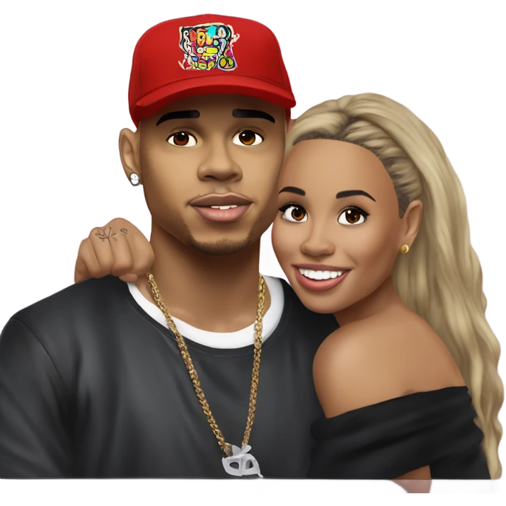 Hyper Realistic Chris Brown  Karruche Tran romantic photo  emoji