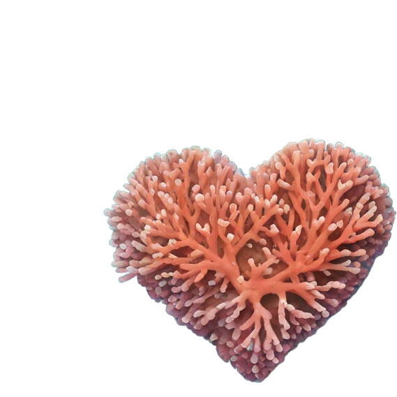 Coral reef in a the shape of a heart emoji