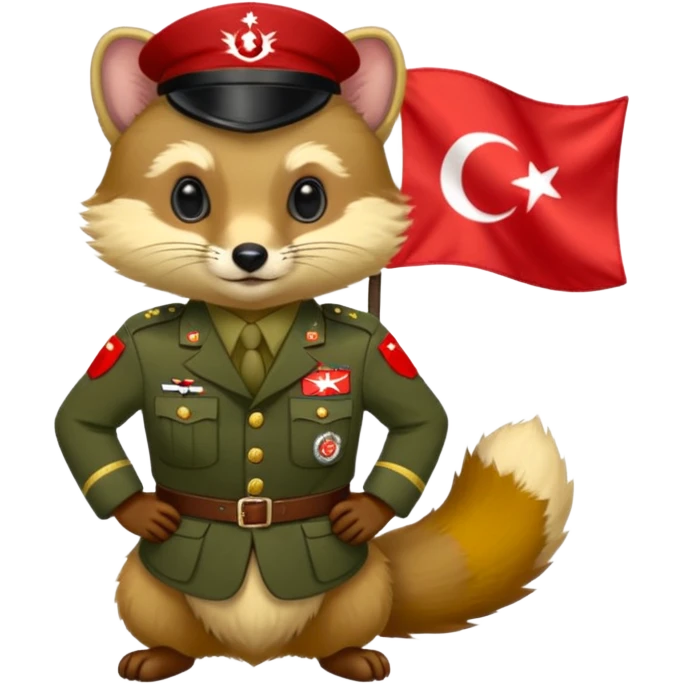  PineMarten in military uniform Türkiye  emoji