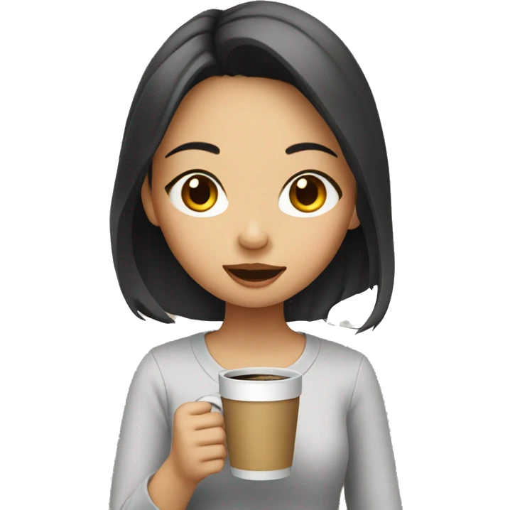 asian girl drinking coffee emoji