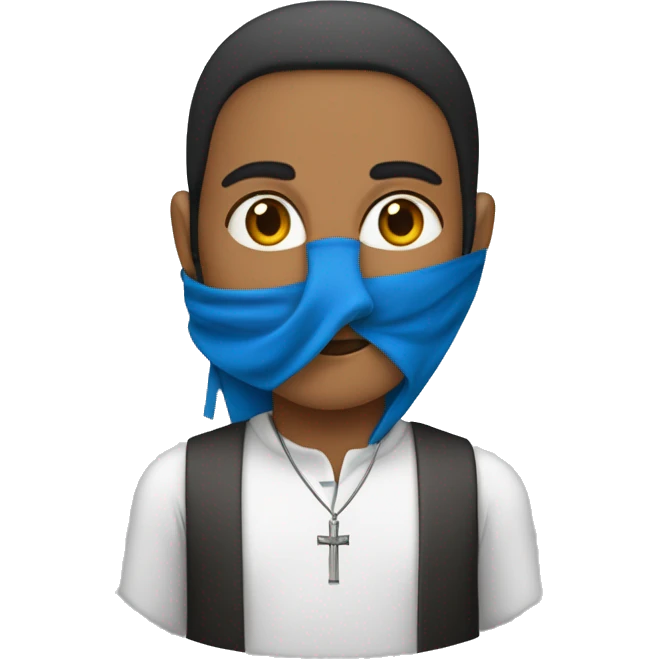Une personne en tenue arabe avec un drapeau avec une croix de david bleue emoji