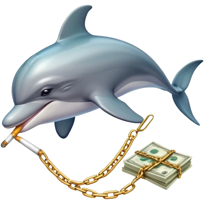 Chill dolphin smoking with gold chain and money  emoji