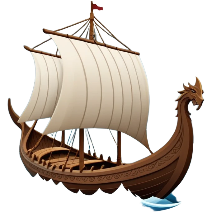 clash-of-clans-aesthetic_-cinematic-viking-longboat, rendered in a flat, bold vector style with minimal shading, featuring a striking dragon-headed prow slicing through icy, churning waters. The longboat’s intricately detailed shields and carved motifs evoke a sense of epic adventure and Nordic might, with billowing sails catching a dramatic, stormy sky backdrop. emoji