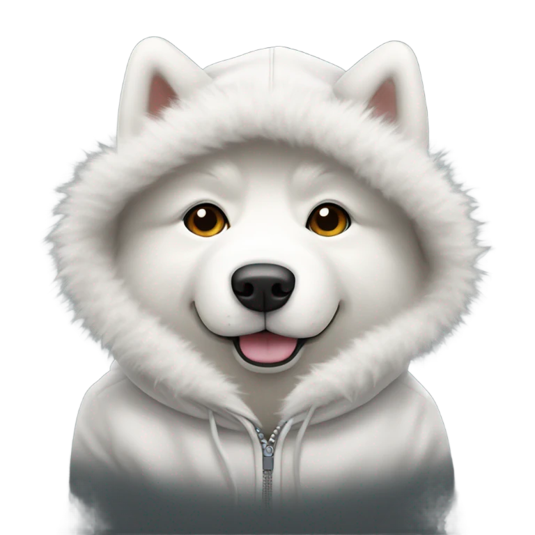 Samoyed wearing a hoodie  emoji