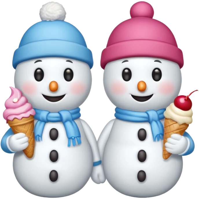 snowmen wearing cap with ice cream emoji