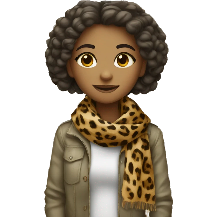 Girl with scarf print leopard  emoji
