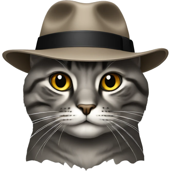Un chat avec un chapeau noir emoji