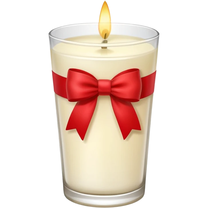 Soft vanilla long glass candle, with little red bow emoji