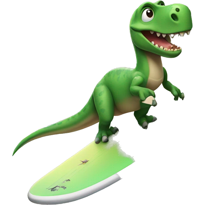 Dinosaur on a surfboard emoji