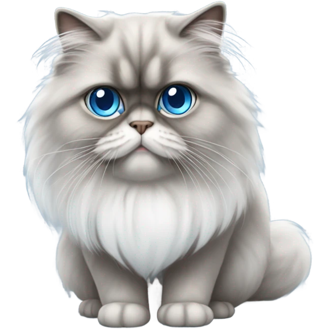 White and gray Persian cat with blue eyes emoji
