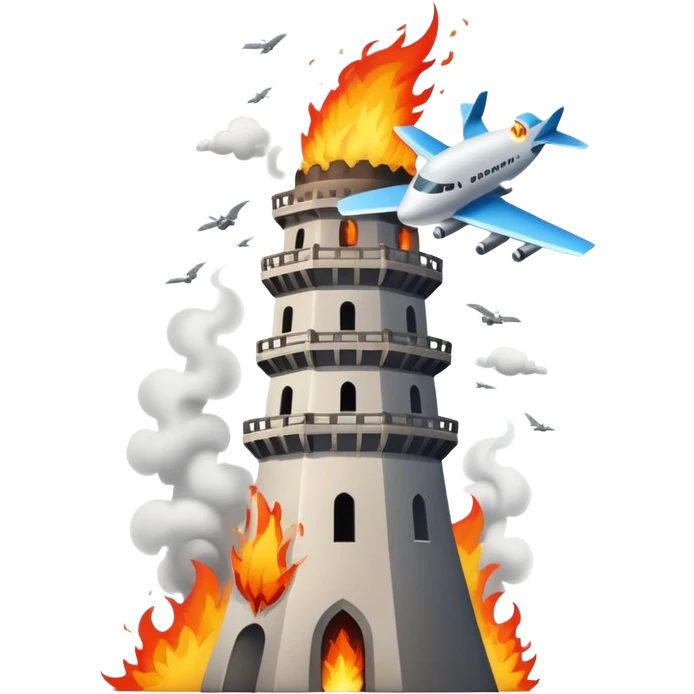 A plane flying into a tower  emoji