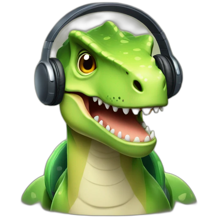 Dinosaur with headphone  emoji