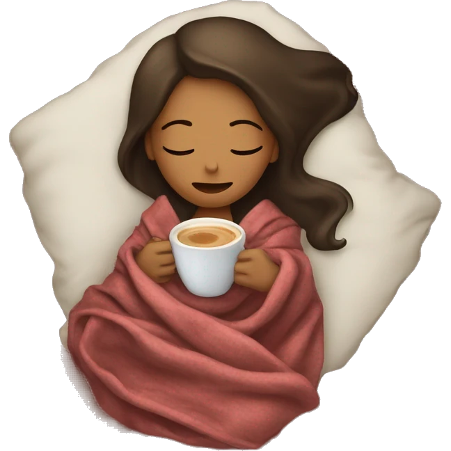 girl inside a blanket sipping coffee eyes closed emoji