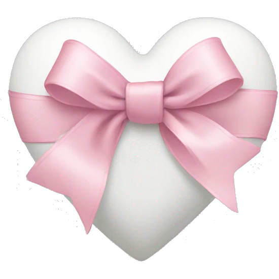 white heart with light pink ribbon bow emoji