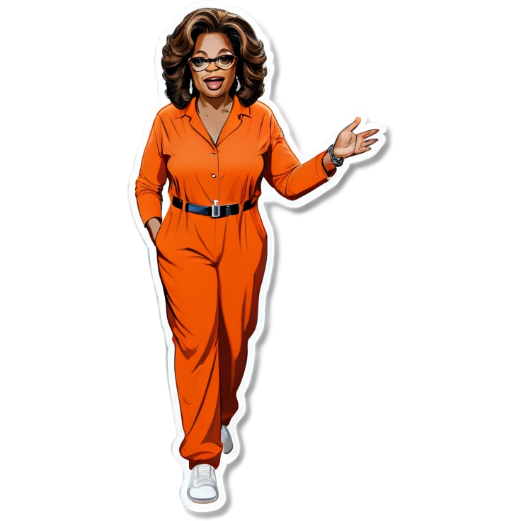 Oprah Winfrey in jail wearing an orange jumpsuit emoji