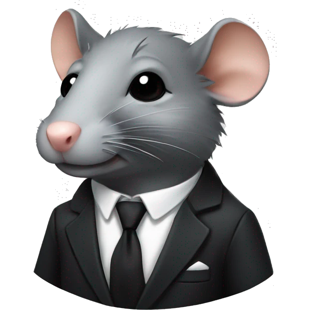 rat wearing a suit and a black tie with stars instead of eyes emoji