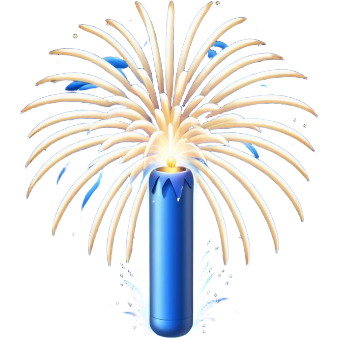 deep blue coloured firework travelling through the sky ready to explode emoji