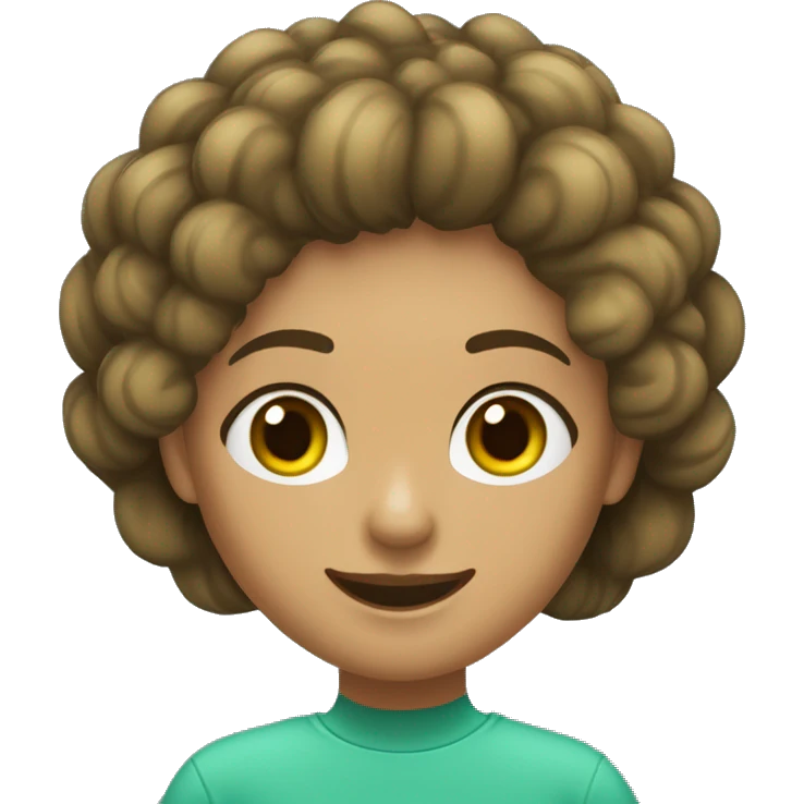 mujer pelo castaño oscuro ondulado, ojos verdes. De cuerpo entero, sonriendo con los brazos cruzados. Lleva una sudadera celeste y pantalones y deportes negros emoji