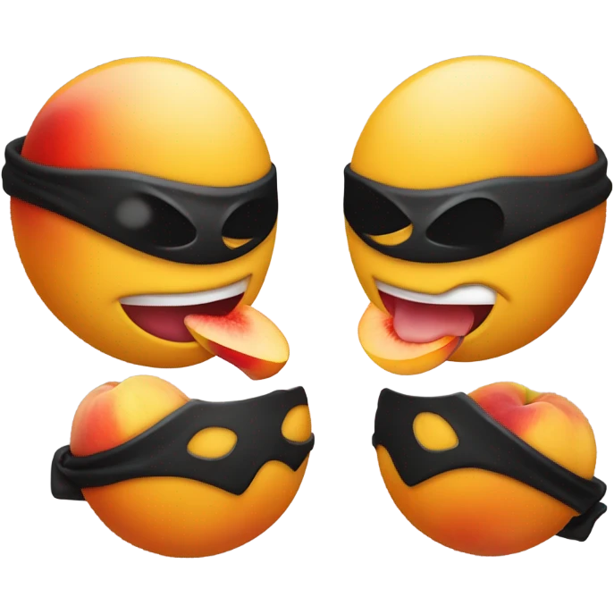 Ninja emoji licking a peach emoji
