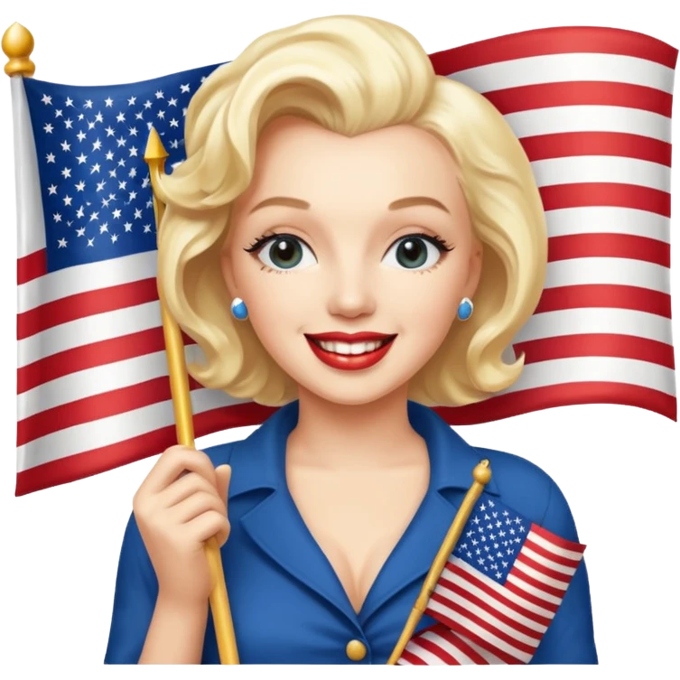 Marilyn Monroe, with american flag emoji