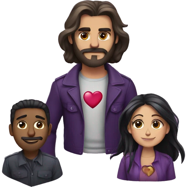 Leon con melena y corazón morado emoji