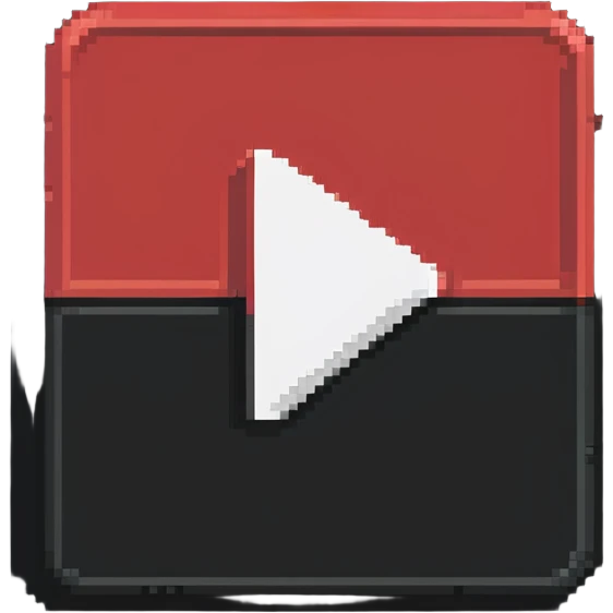 YouTube logo, red play button with white play triangle emoji