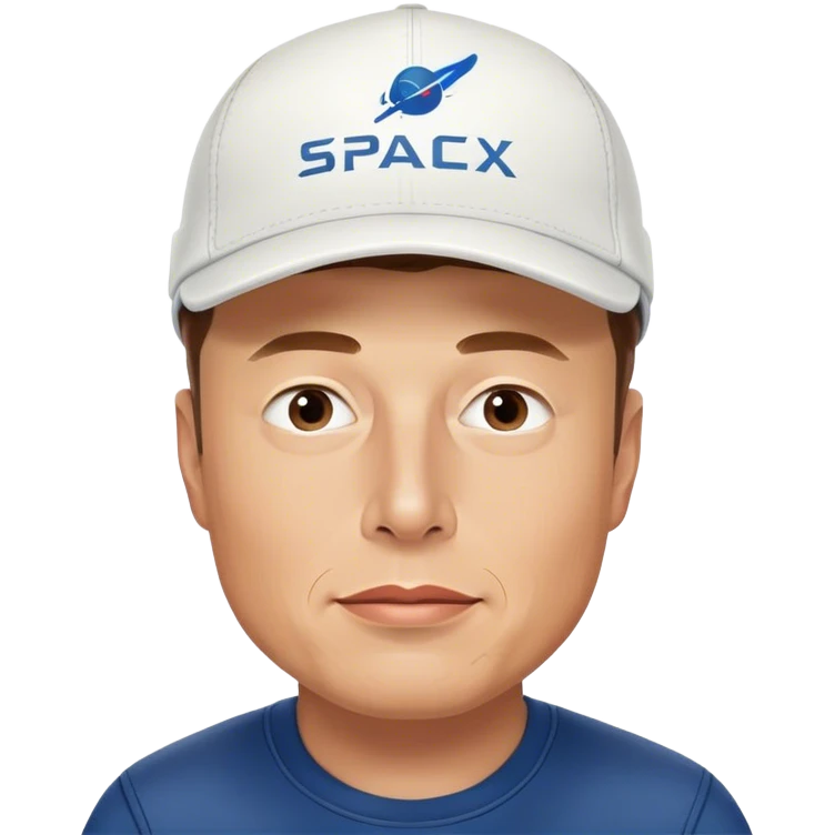 Elon Musk wearing a SpaceX cap emoji