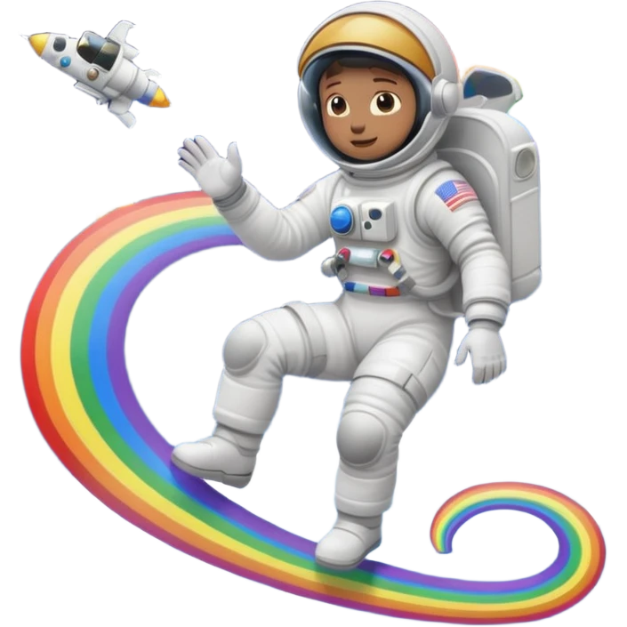 Astronaut ride rainbow trail emoji
