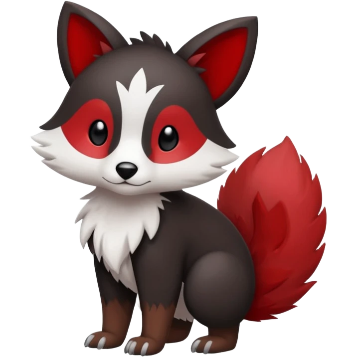 Cute cool white red dark-brown black animal hybrid Fakemon full body emoji