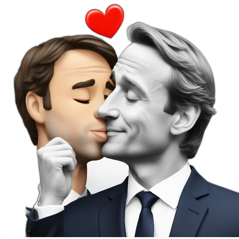 Emmanuel Macron kissing Justin Trudeau emoji