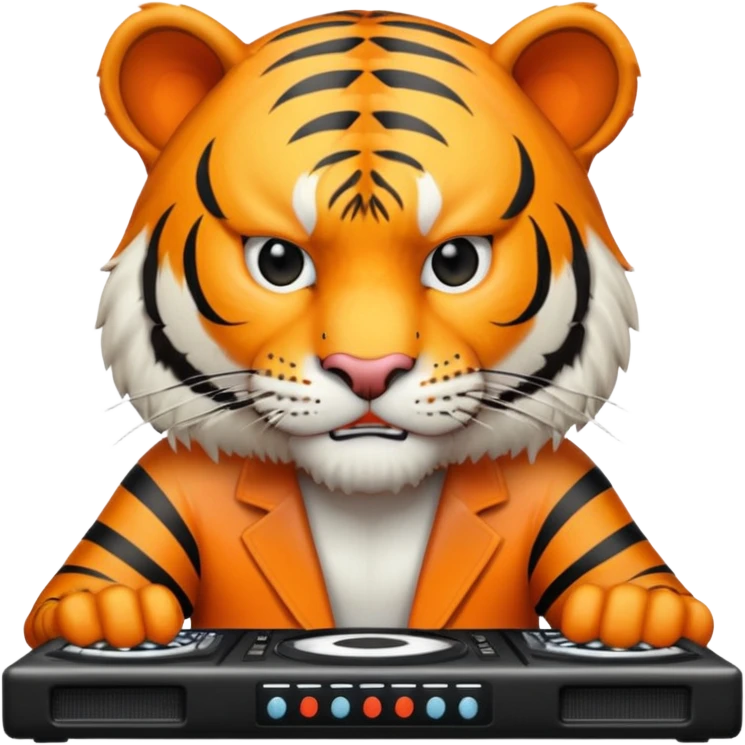 Un tigre enfadado con una mesa de dj  emoji