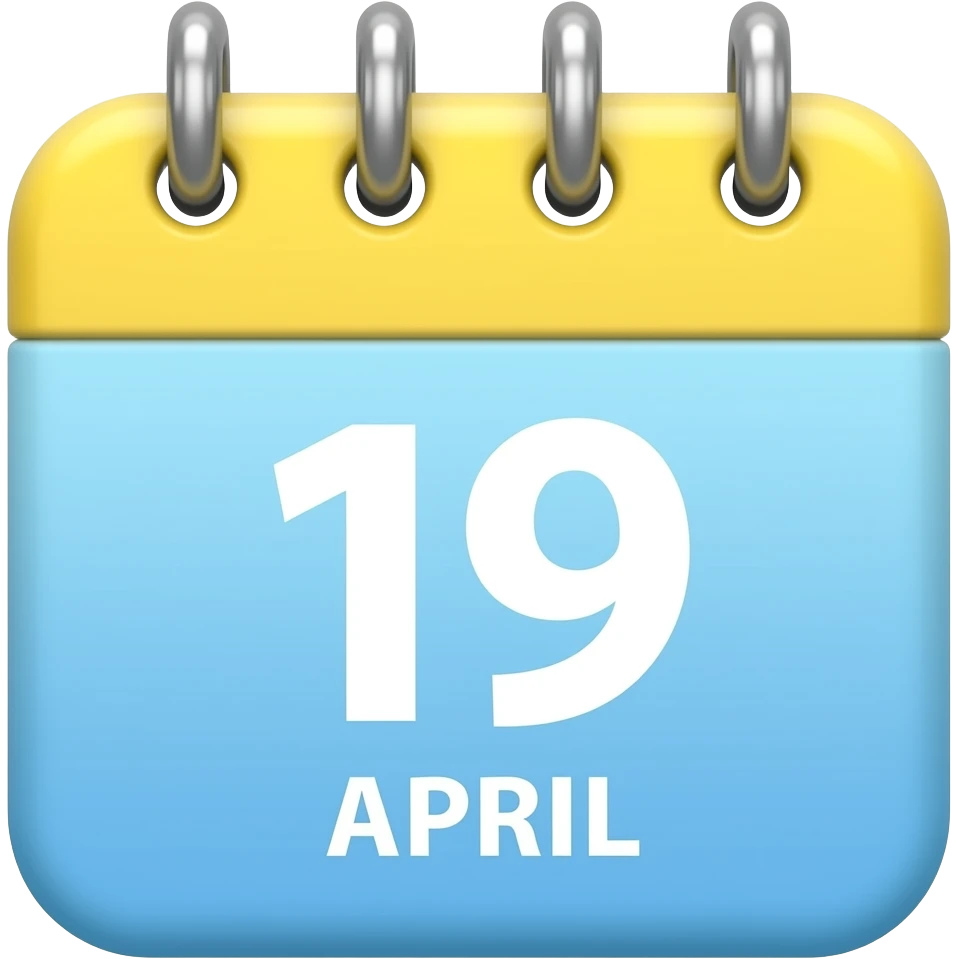 soft blue yellow calendar 19th april birthday sign, transparent background inspired by barbie colour pallete emoji