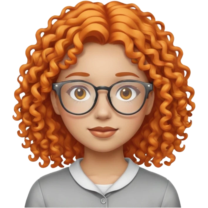 A iPhone emoji thats a girl with curly orange hair and clear glasses emoji
