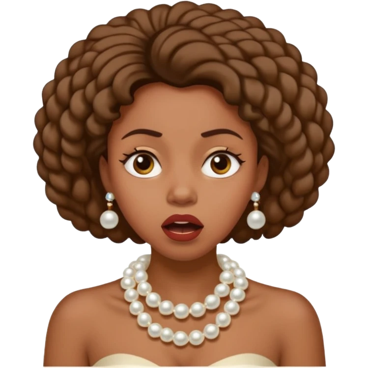 Black woman clutching  pearls on neck and looking shocked  emoji