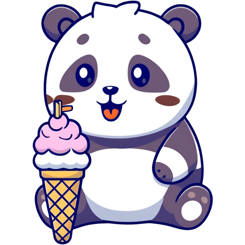 Panda eating ice cream emoji